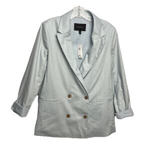 BANANA REPUBLIC Blazer Women’s 10 Baby Blue Linen Blend Classic Tailored NWT